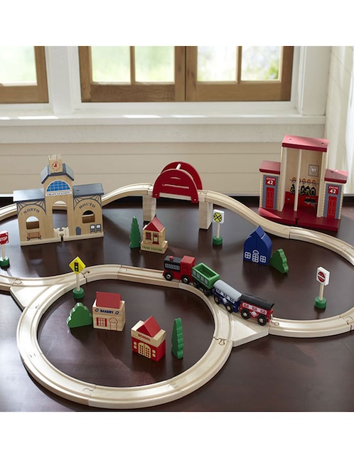 Set estacion de tren pista armable Wooden Train Liverpool