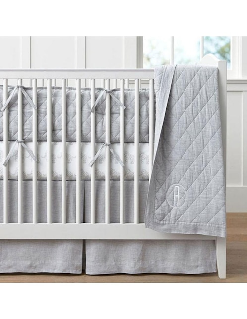 SET COBIJAS LINEN, CUNA, GRIS UNISEX