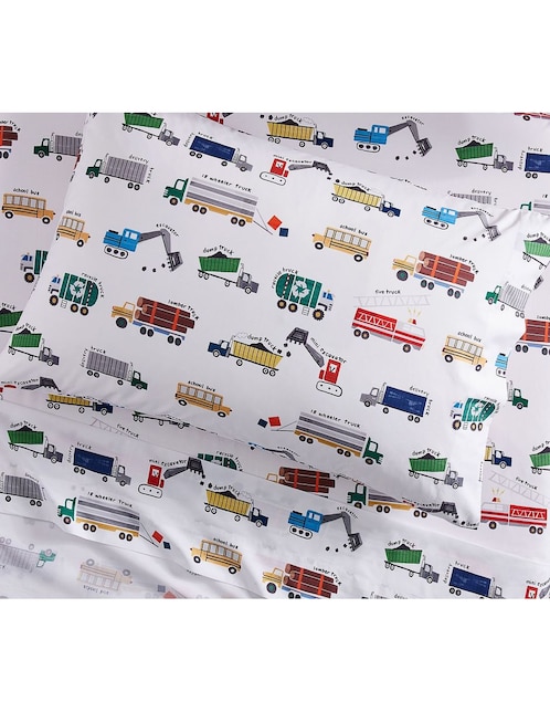 Juego de sábanas de algodón 200 hilos Busy Truck