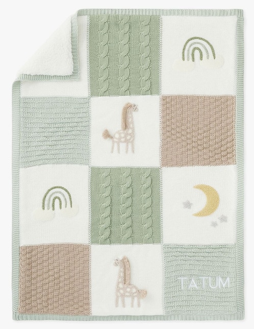 Cobija de tejido jersey Giraffe Patchwork para bebé