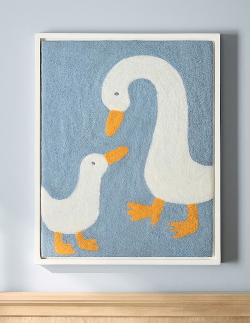 Cuadro Mama ganso y su bebé técnica mixta Felted Geese 1