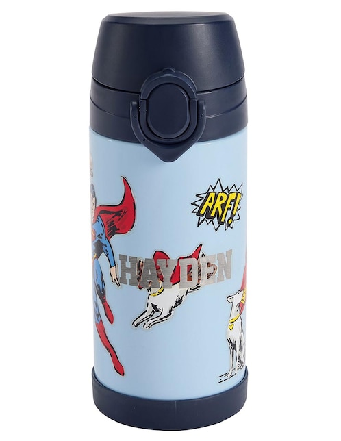 Termo de acero inoxidable Mackenzie Superman & Krypto con tapa flip top 355 ml 1
