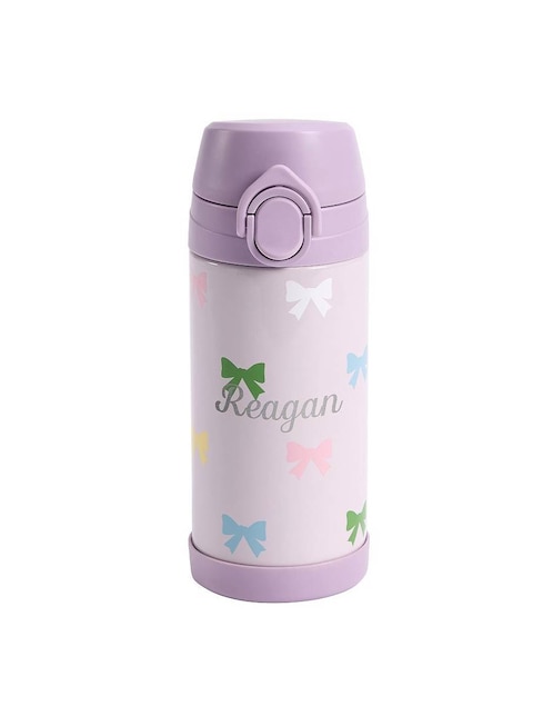 Termo de acero inoxidable Mackenzie Lavender Bows con tapa flip top 355 ml
