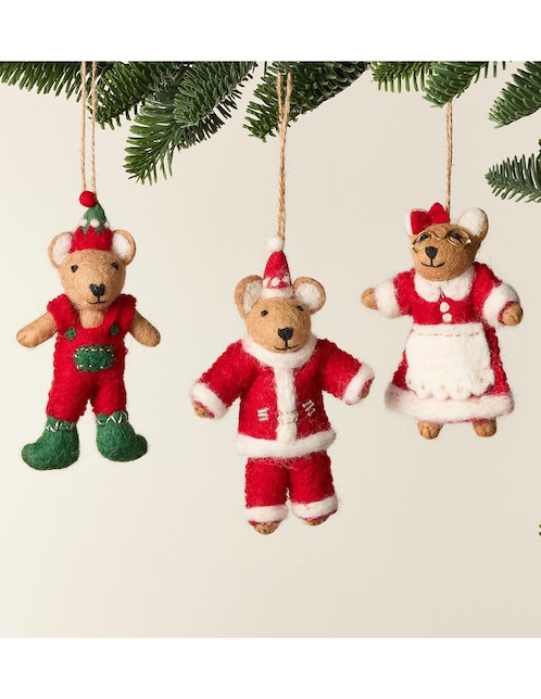 Ornamento navideño oso Felted Teddy