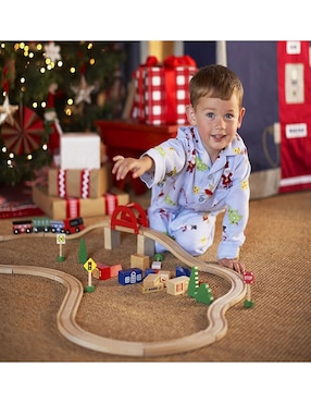 Set estación de tren pista armable wooden train