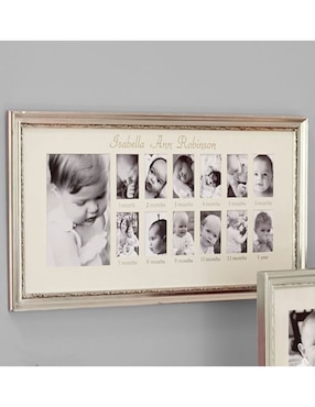Portarretrato Silver Leaf First Year Frame de metal para 13 fotos