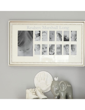 Portarretrato Silver Leaf First Year Frame de metal para 13 fotos