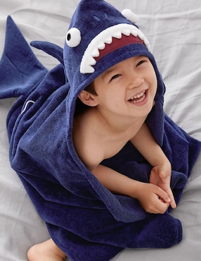 Toalla con gorro Shark de algodón infantil