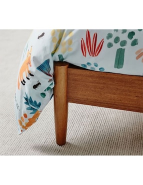 Cama Mid Century de madera individual