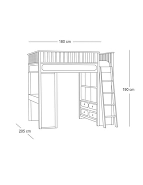 Cama loft Ava Regency Stair de madera matrimonial