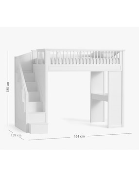 Cama loft Fillmore de madera individual