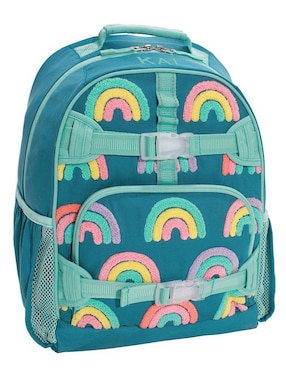 Mochila escolar Pottery Barn Kids Mackenzie Turquoise Rainbows impermeable para niña