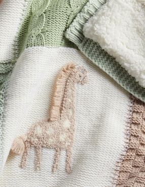 Cobija de tejido jersey Giraffe Patchwork para bebé