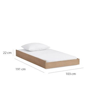 Cama baja Charlie de madera individual