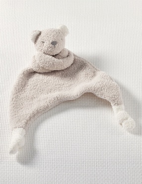 Manta de apego de tejido punto Fuzzy Thumbie oso para bebé