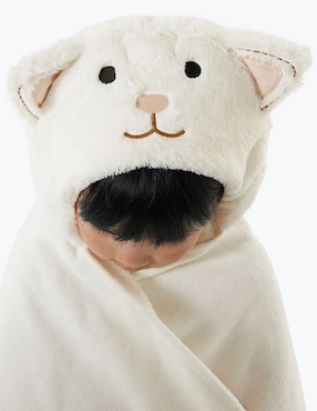 Toalla con gorro Faux-Fur Critter de algodón infantil