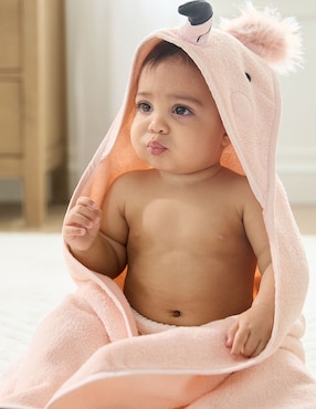 Toalla con gorro Flamingo de algodón infantil