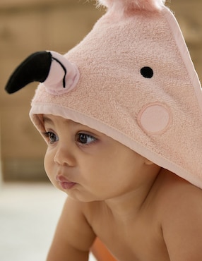 Toalla con gorro Flamingo de algodón infantil