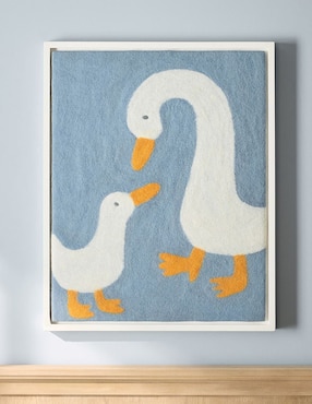 Cuadro Mama ganso y su bebé técnica mixta Pottery Barn Kids Felted Geese