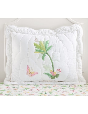 POTTERY BARN KIDS Couette matelassée double Std Sham Grn/blanc fleurs