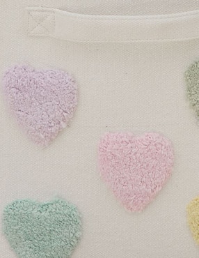 Cesto multiusos Pottery Barn Kids Embroidered Hearts de algodón