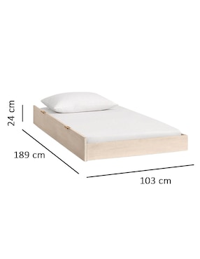 Cama baja Coronado de madera individual