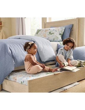 Cama baja Coronado de madera individual