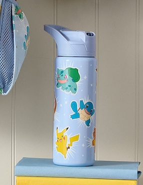 Termo de acero inoxidable Mackenzie Pokemón con tapa push pull 650 ml