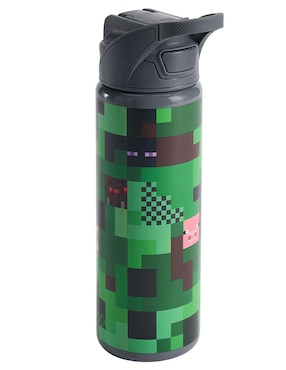 Termo de acero inoxidable Mackenzie Minecraft Camo con tapa a presión 650 ml