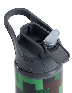 Termo de acero inoxidable Mackenzie Minecraft Camo con tapa a presión 650 ml