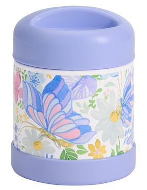 Recipiente térmico de acero inoxidable Mackenzie Butterfly Garden con tapa rosca 295 ml