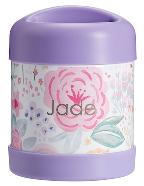 Recipiente térmico de acero inoxidable Mackenzie Floral Blooms con tapa rosca 296 ml