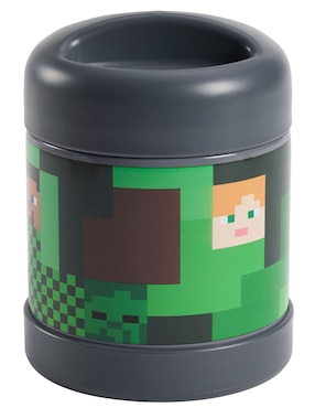 Recipiente térmico de acero inoxidable Mackenzie Minecraft con tapa rosca 295 ml