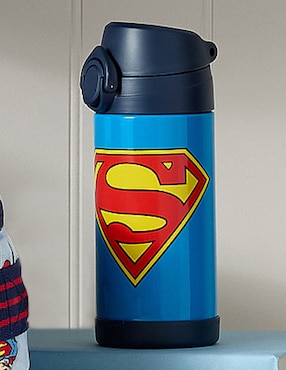 Termo de acero inoxidable Mackenzie Dc Superman con tapa a presión 355 ml
