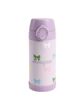 Termo de acero inoxidable Mackenzie Lavender Bows con tapa flip top 355 ml