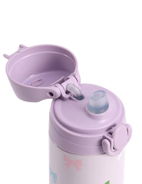 Termo de acero inoxidable Mackenzie Lavender Bows con tapa flip top 355 ml