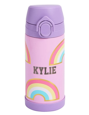 Termo de acero inoxidable Mackenzie SCL Rainbows con tapa flip top 355 ml