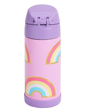 Termo de acero inoxidable Mackenzie SCL Rainbows con tapa flip top 355 ml