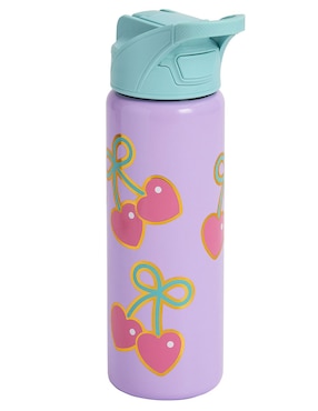 Termo de acero inoxidable Mackenzie SCL Cherry Bows con tapa flip top 650 ml