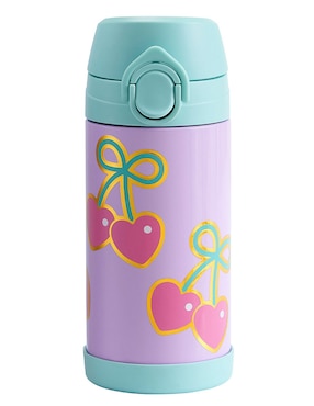 Termo de acero inoxidable Mackenzie SCL Cherry Bows con tapa flip top 355 ml