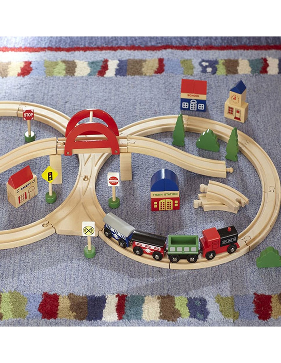 Set estación de tren pista armable wooden train 8