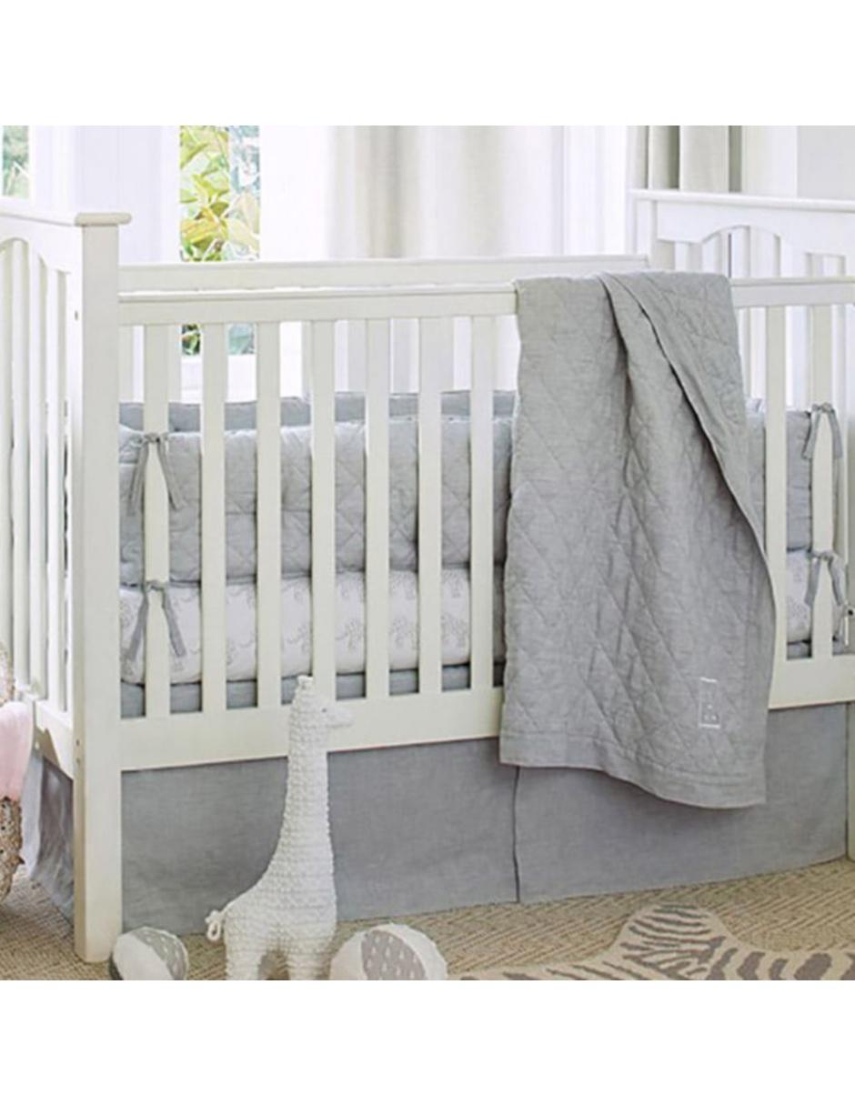 SET COBIJAS LINEN, CUNA, GRIS UNISEX