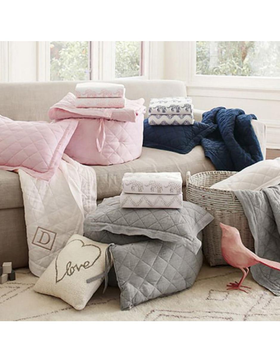 SET COBIJAS LINEN, CUNA, GRIS UNISEX
