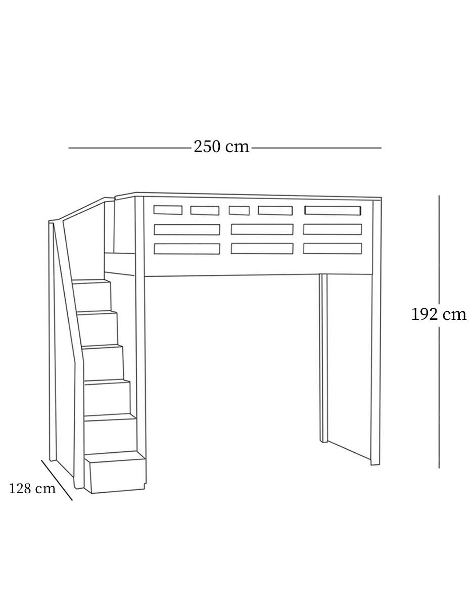 Cama loft Catalina de madera individual 9