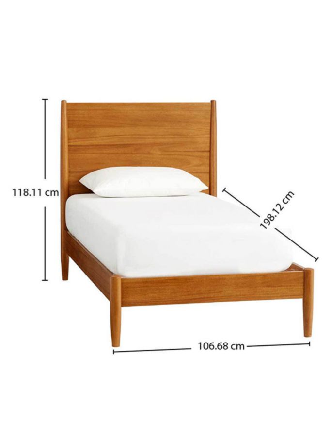 Cama Mid Century de madera individual 8