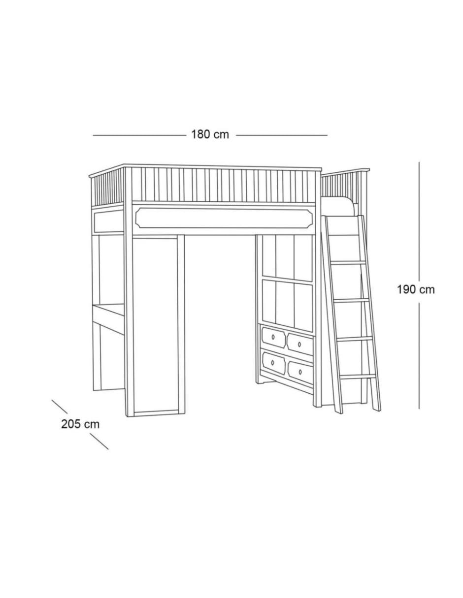 Cama loft Ava Regency Stair de madera matrimonial 25