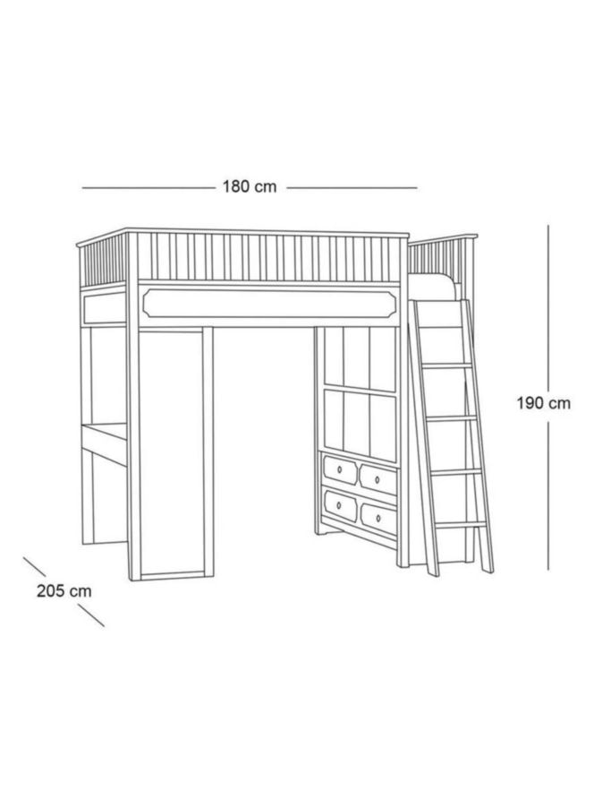 Cama loft Ava Regency Stair de madera matrimonial 27