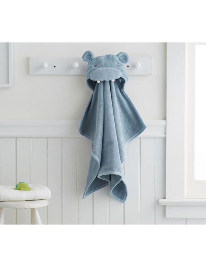 Toalla con gorro Hippo de algodón infantil 3