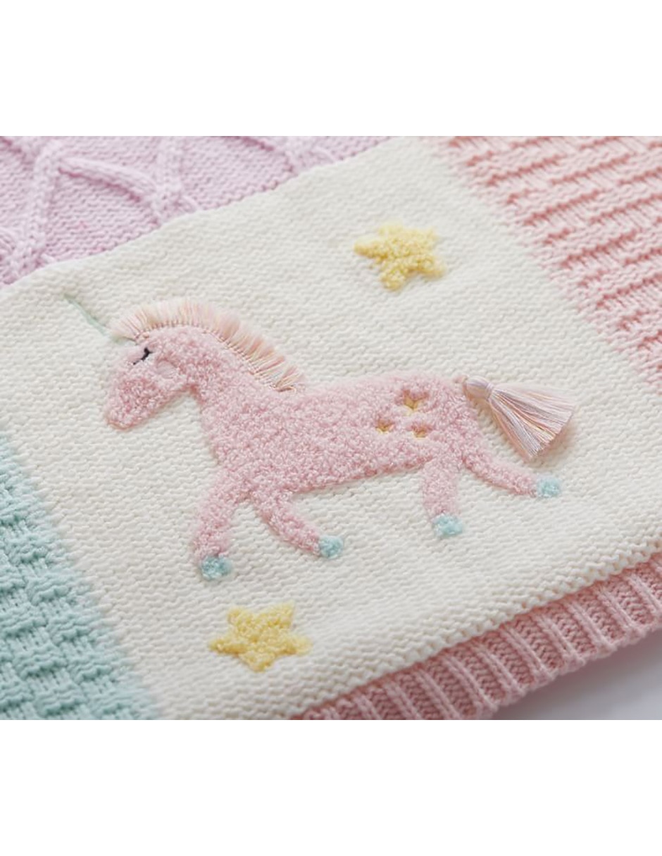 Cobija de tejido punto Unicorn Heirloom para niña 2