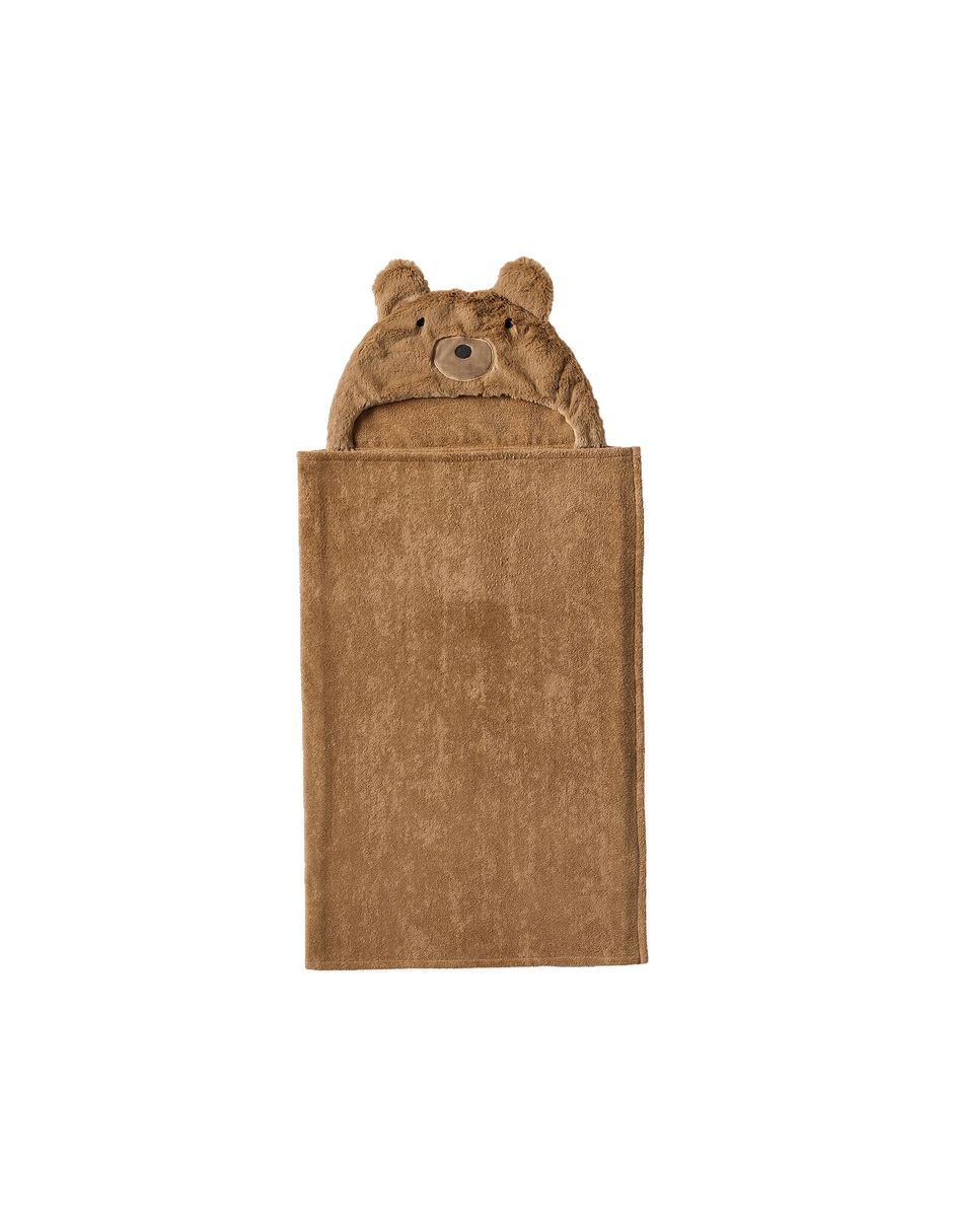 Toalla con gorro Faux-Fur de algodón infantil